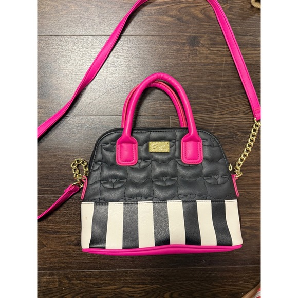 Betsey Johnson Handbags - Luv Betsey by Betsey Johnson Quilted Cat Face Dome Satchel - Black/White